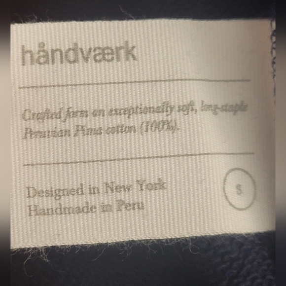 Handvaerk FT Sweatshirt 100% Peruvian Pima Cotton Size Small NWT - Picture 2 of 9